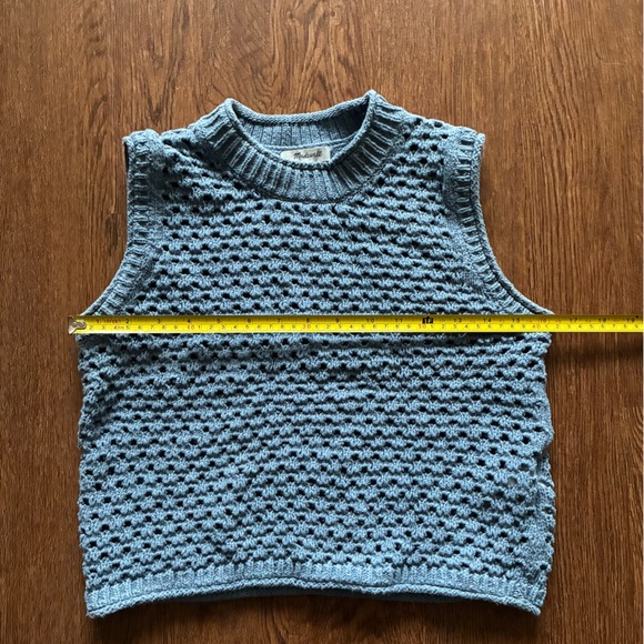 Madewell Open-Stitch Cotton Crop Sweater Vest in Robin Egg (Blue) - Size M - Picture 8 of 11